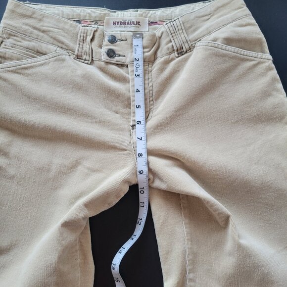 Y2K Hydraulic Jeans Corduroy Flare Khaki Pants Slacks, Women’s 11/12, Boho, Snap - Picture 13 of 14
